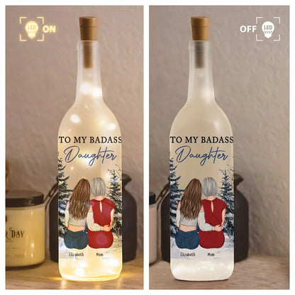 Personalized Bottle Lamp for Daughter, Cozy Warm Glow Winter Scene, Unique Gift From Mom With Encouraging Quote