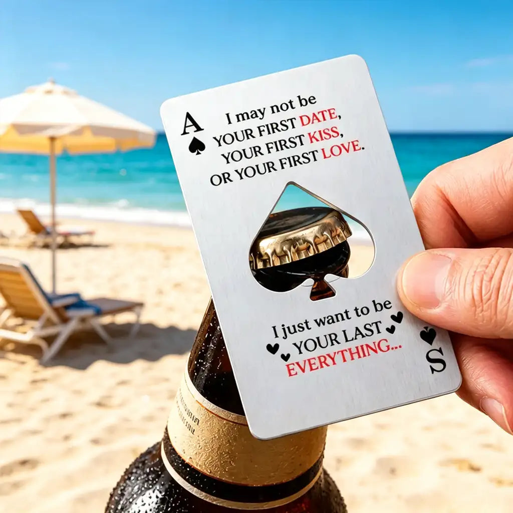 Personalized Ace of Spades Opener with Love Quote, Creative Gift for Couples at Beer Night