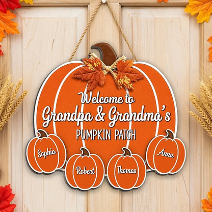 Personalized Wooden Sign, Welcome to Grandma & Grandpa's Pumpkin Patch, Creative Family Gift