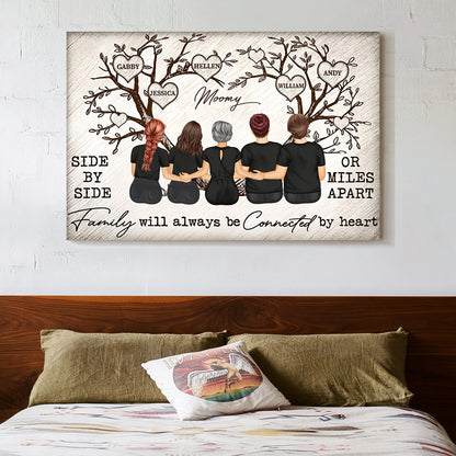 Grandma Mom Family Will Always Be Connected By Heart - Personalized Family Tree Poster, Perfect Gift for Mothers, Available as Poster, Plaque, Ornament, Keychain, and Pillow