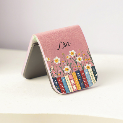 Leather Magnetic Bookmark with Personalized Vintage Floral Library Art, Creative Gift for Mom or a Book-Loving Friend