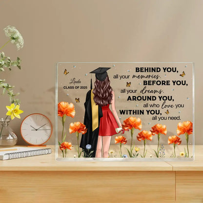 Floral Acrylic Graduation Keepsake for Class of 2025, Inspirational Gift for Her or Him