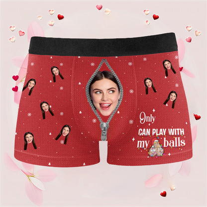 Only Wife Can Play with My Balls – Funny Personalized Boxer Briefs for Him, Perfect Christmas Gift