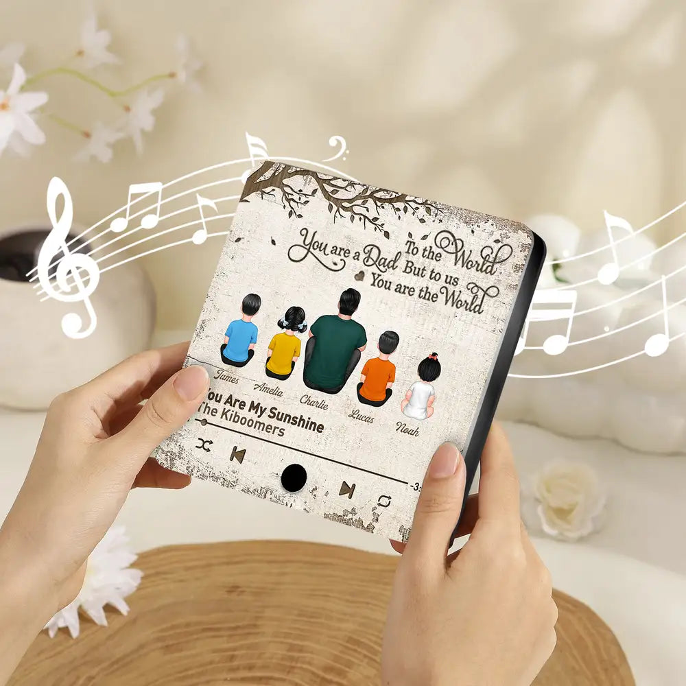 Father’s Day Acrylic Music Magnet – Personalized Back View Design with Name & Song – Gift to Dad