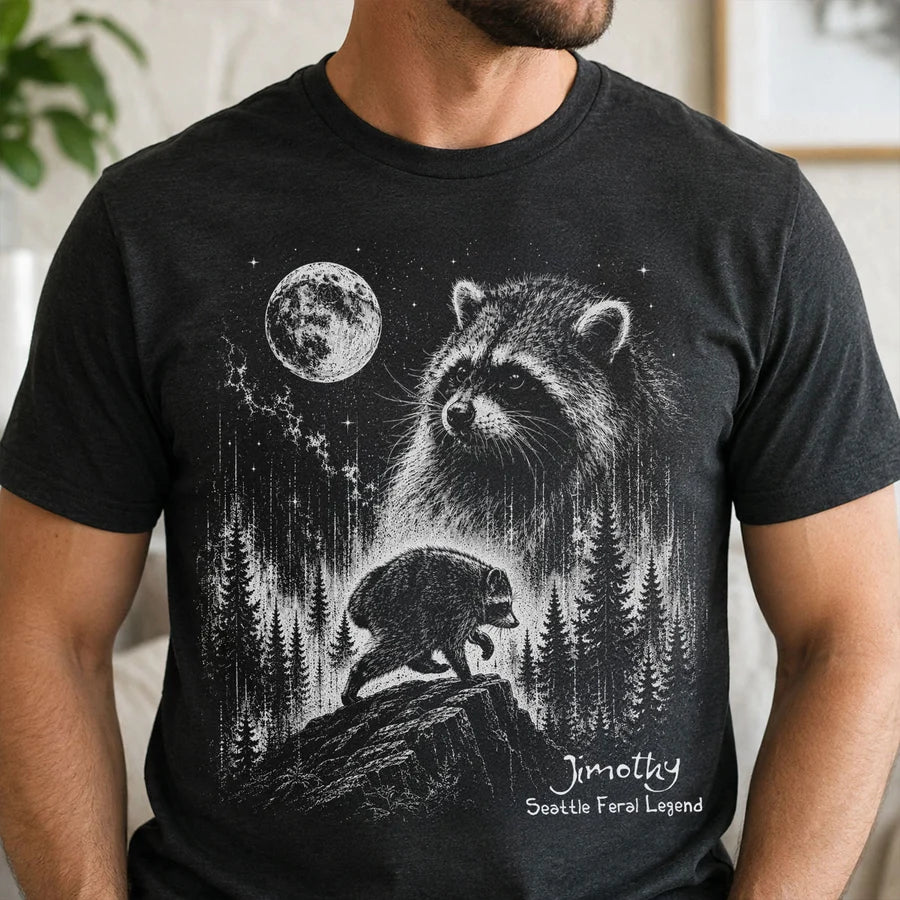 Viral Jimothy Raccoon Classic Tee, Personalized Cosmic Wildlife Shirt, Unique Gift for Animal Lovers