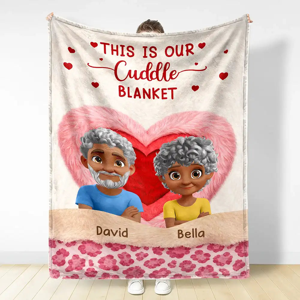 This Is Our Cuddle Blanket Personalized Fleece Blanket with Adorable Couple Illustration - Sweet Cozy Gift for Couples