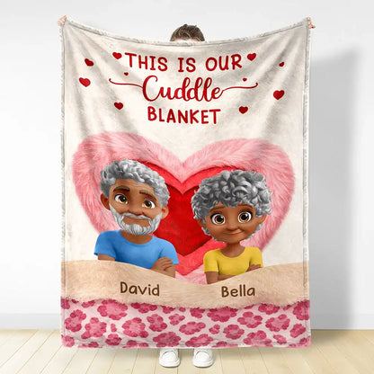 This Is Our Cuddle Blanket Personalized Fleece Blanket with Adorable Couple Illustration - Sweet Cozy Gift for Couples