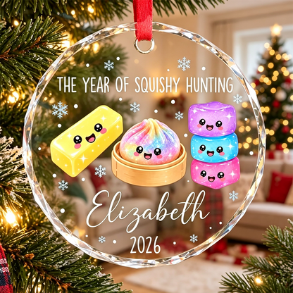 Cute Squishy Character Crystal Ornament with Snowflakes, Personalized Keepsake and Creative Gift for Kids