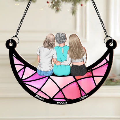 Mother & Daughter Back View Ornament in Wood and Acrylic, Personalized Romantic Gift for Mom’s Special Day