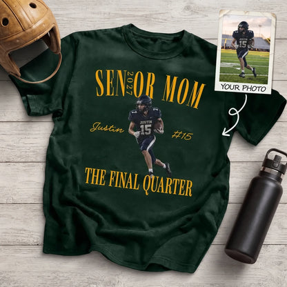 Senior Season Classic Tee, Personalized Running Football Player Keepsake, Creative Gift for Football Mom