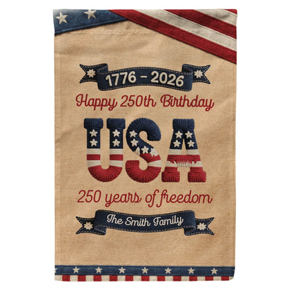 Personalized USA 250th Anniversary Garden Flag, Patriotic Yard Display, Unique Creative Gift for Family
