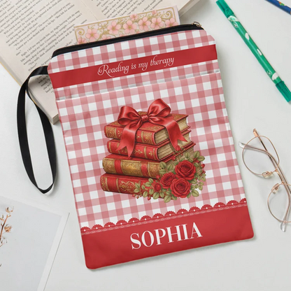 Personalized Book Sleeve with Bookaholic Script and Floral Books, Creative Gift for Readers