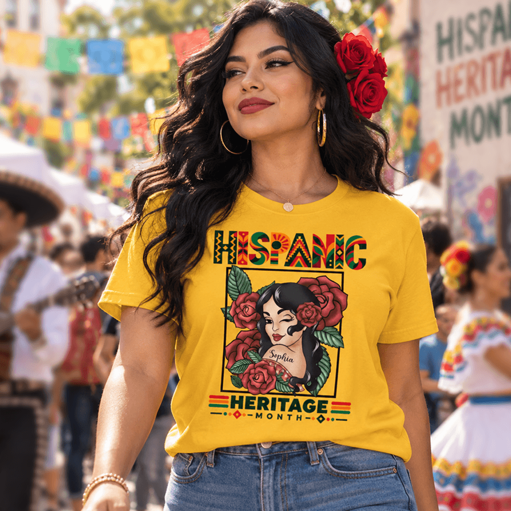 Personalized Hispanic Heritage Month Shirt, Custom Latina Portrait & Name Tee, Sweatshirt or Hoodie, Gift for Her