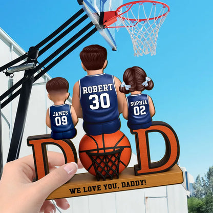 2-Layer Wooden Plaque Custom Basketball Dad and Kids Keepsake Warm Living Room Display Heartfelt Gift for Dad
