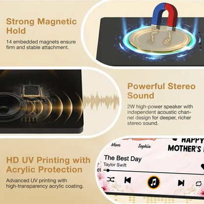 Acrylic Music Magnet For Mom and Daughter, Sweet Mother's Day Message with Floral Notes, Personalized Unique Gift Fridge Decor