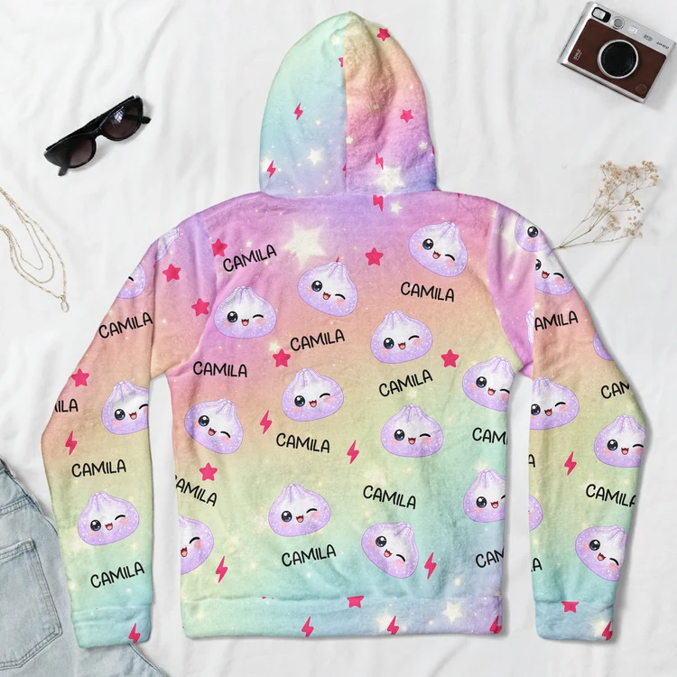 Cute Dumpling Youth Flannel Hoodie, Personalized Style for Cozy Family Memories, Creative Gift for Kids