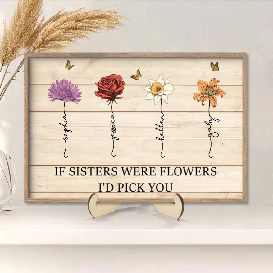 Custom personalized gift surprise with 'If Friends Were Flowers I'd Pick You' plaque, poster, ornament, jewelry dish, or keychain design