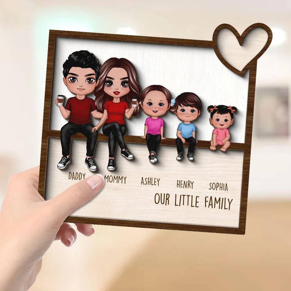 United at Heart - Personalized Family Gathering 2-Layer Wooden Plaque - Cherished Home Decor