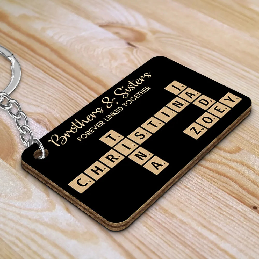 Brothers Sisters Forever Linked Together Crossword Puzzle Art  Personalized Keychain or Poster or Plaque or Ornament, Christmas Gift For  Brothers, - Main Image