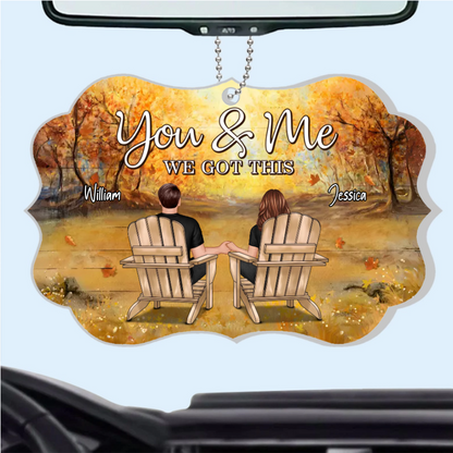 Fall Season Couple Back View Personalized Horizontal Poster