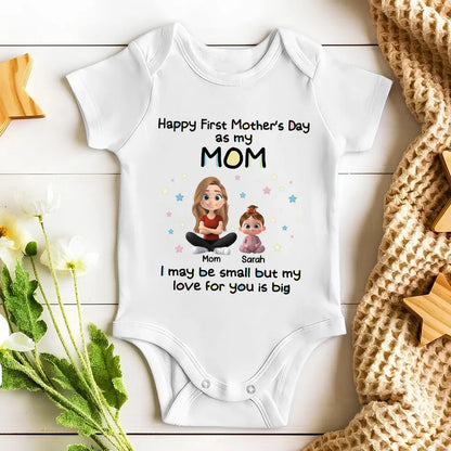Personalized Short Sleeve Baby Onesie First Mother's Day Mom & Baby Cartoon Gift - Unique Photo Ready Keepsake