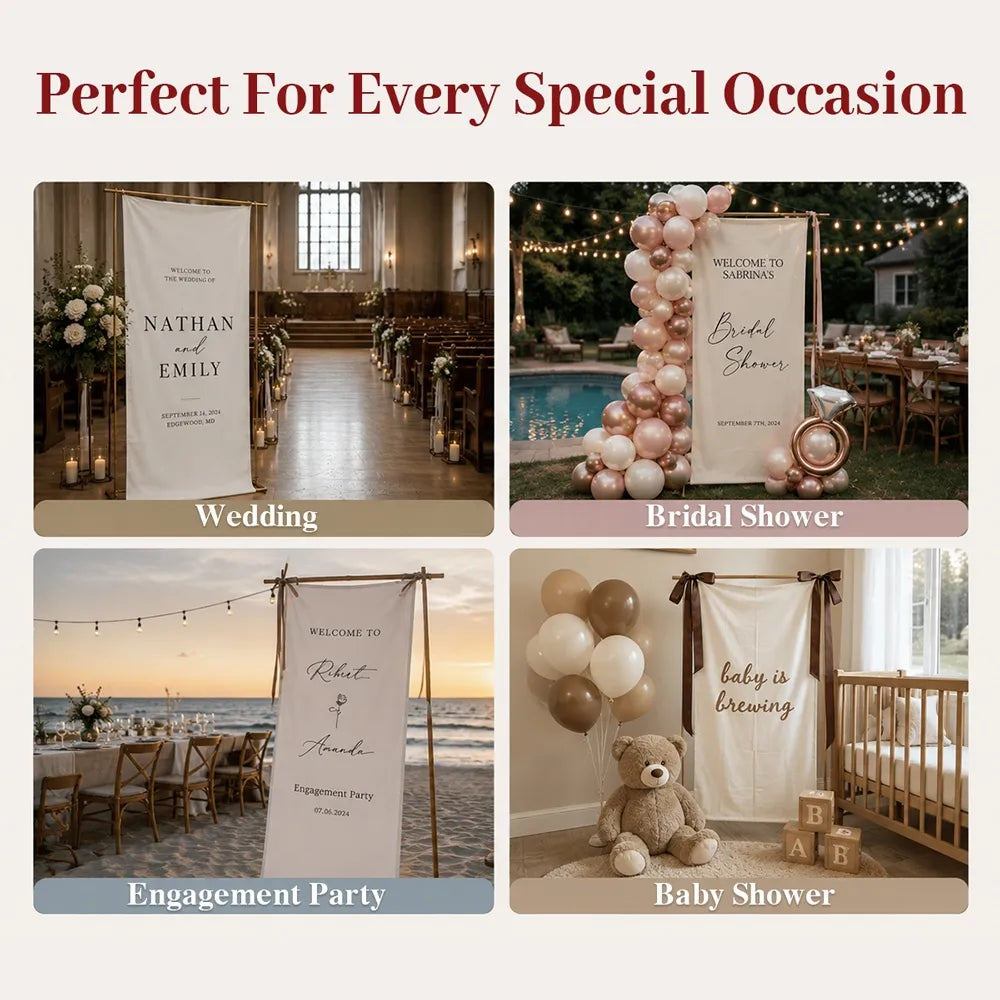 Personalized Welcome Banner, Custom Wedding Sign for Couple, Garden Ceremony Unique Gift