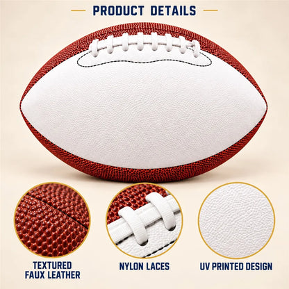 Personalized Leather Football Held in a Locker Room, Heartfelt Creative Gift for a Grandson Who Loves Football