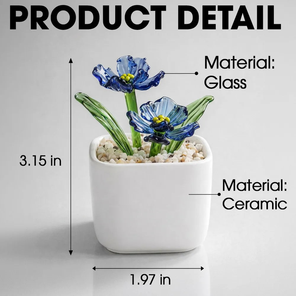 Personalized Square Glass Planter, Birth Month Flower Design, Creative Gift for Wife