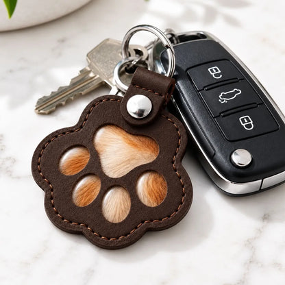 Leather Pet Fur Keepsake Keychain, Personalized Once by My Side Memorial, Creative Sympathy Gift for Pet Owners