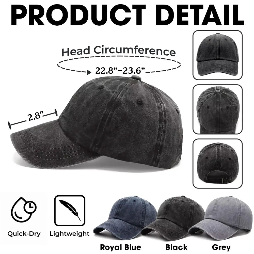 Personalized Washed Denim Baseball Cap, Best Dad Ever Fist Bump Design, Unique Vintage Look Gift for Dad