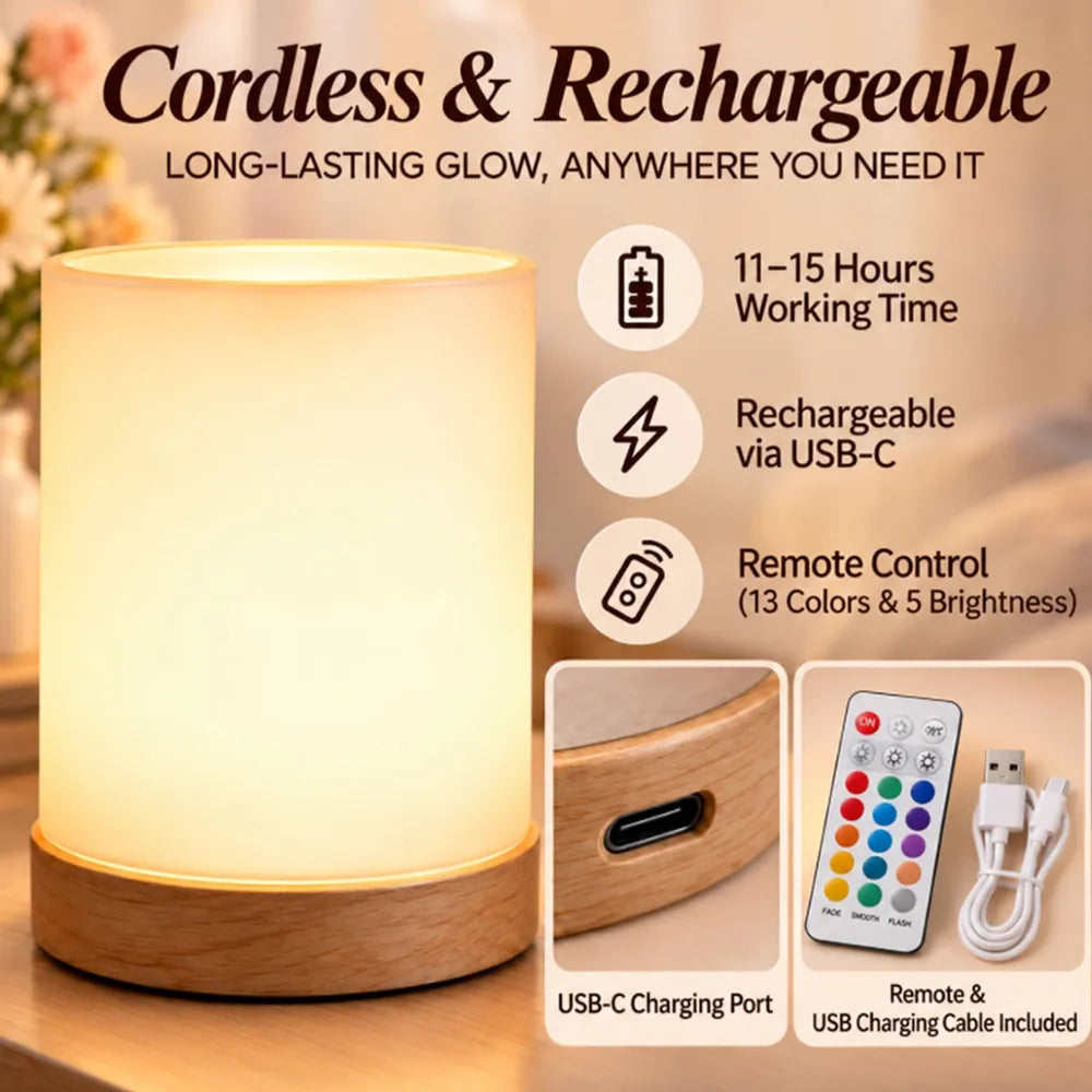 Dimmable Touch Table Lamp, Personalized Wildflower Glow for a Cozy Bedroom, Creative Gift for Her