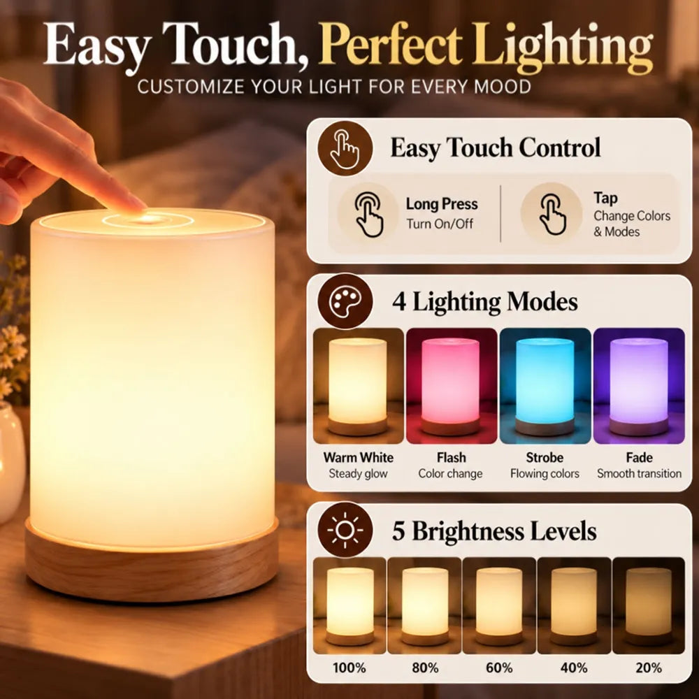 Dimmable Touch Table Lamp, Personalized Wildflower Glow for a Cozy Bedroom, Creative Gift for Her