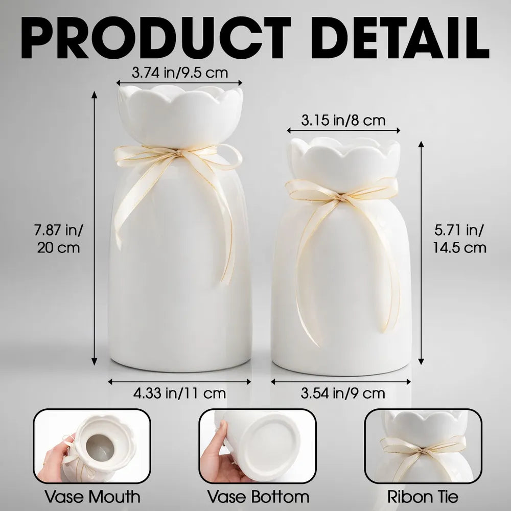 Custom Scalloped Rim Ceramic Vase for New Home, Floral Display Creative Gift for Family & Couple