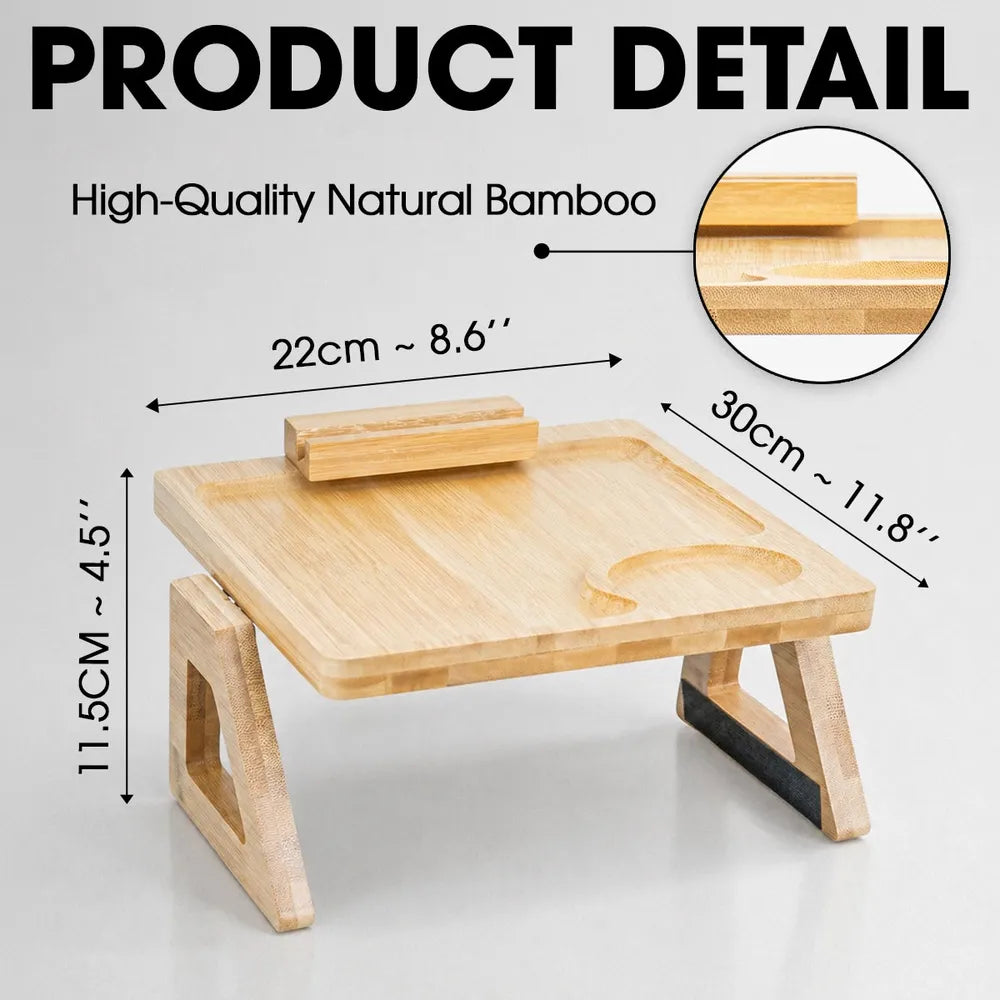 Wooden Couch Arm Table with Funny Husband Quote, Creative Custom Couple Gift for Cozy Sofa Coffee Moments
