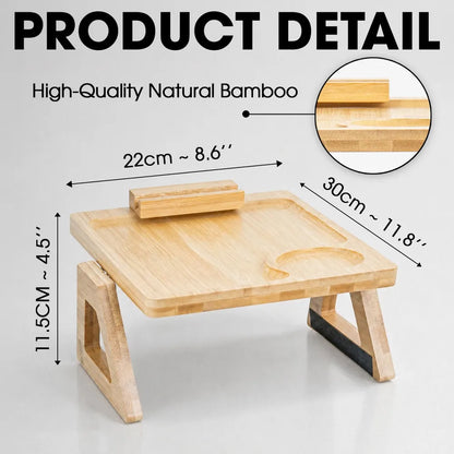 Wooden Couch Arm Table with Funny Husband Quote, Creative Custom Couple Gift for Cozy Sofa Coffee Moments