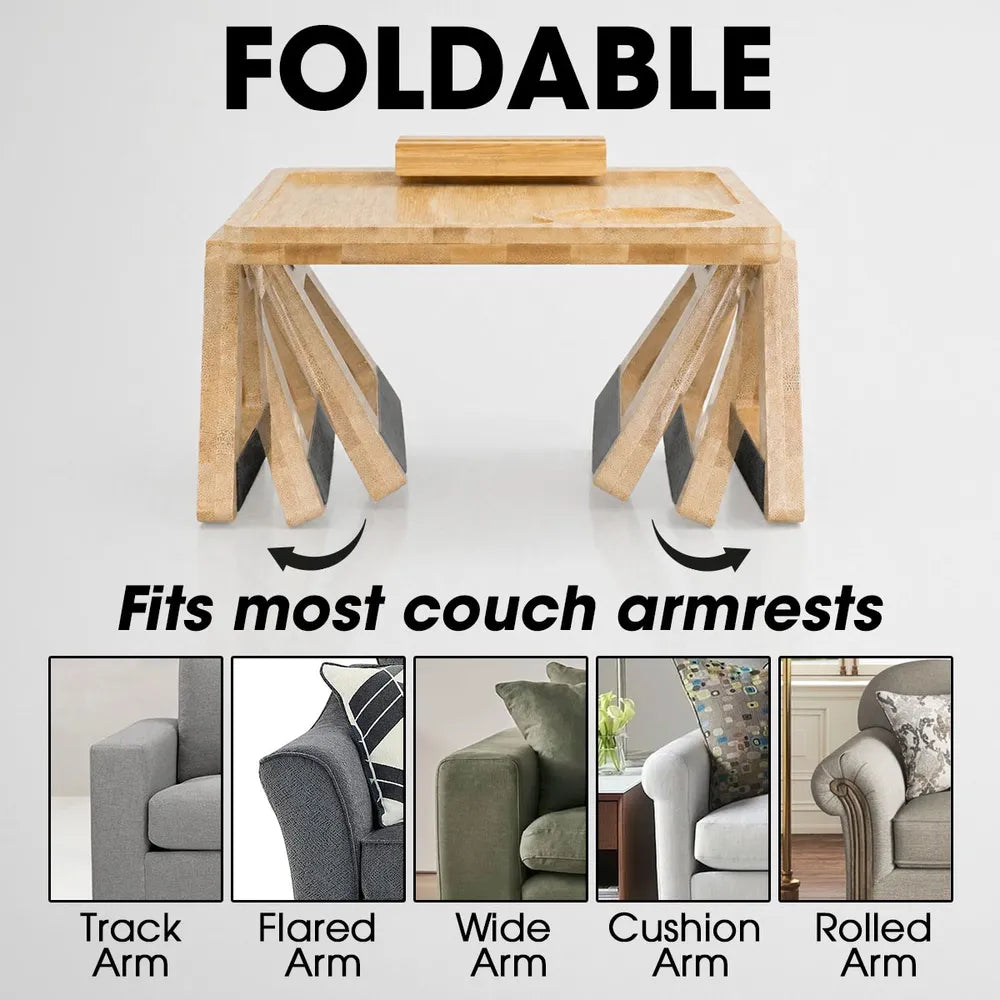 Wooden Couch Arm Table with Funny Husband Quote, Creative Custom Couple Gift for Cozy Sofa Coffee Moments