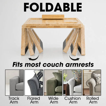 Wooden Couch Arm Table with Funny Husband Quote, Creative Custom Couple Gift for Cozy Sofa Coffee Moments
