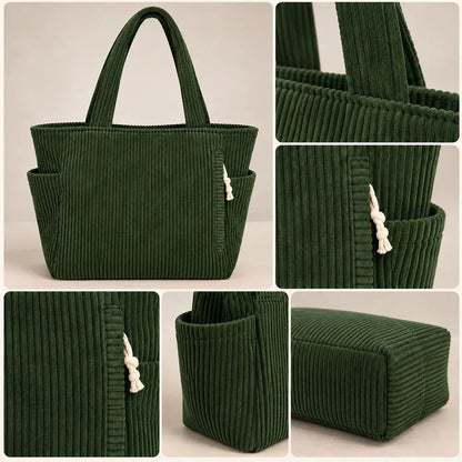 Personalized Corduroy Side Pocket Tote, Floral Sewing Machine Design, Unique Gift for Sewing Lovers
