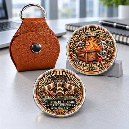 Personalized 3D Printed Pocket Hug, Raccoons Managing a Dumpster Fire, Unique Coworker Gift