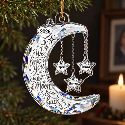 Personalized Moon & Stars Acrylic Ornament for Christmas Tree, Unique Grandkids Gift for Grandma