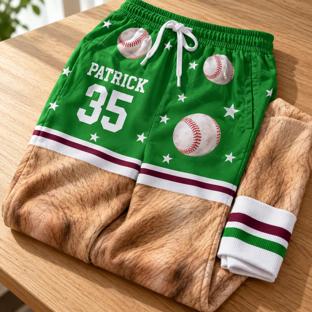 Personalized Men's Sweatpants, Funny Football and Hairy Leg Illusion, Unique Gift for Sports Fans