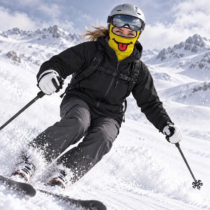 Funny Emoji Ski Mask Balaclava Face Mask, Ski Buddies Posing on a Snowy Mountain, Personalized Creative Gift