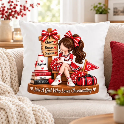 Personalized Fleece Blanket with Sitting Cheerleader, Unique Gift for Daughter or Granddaughter