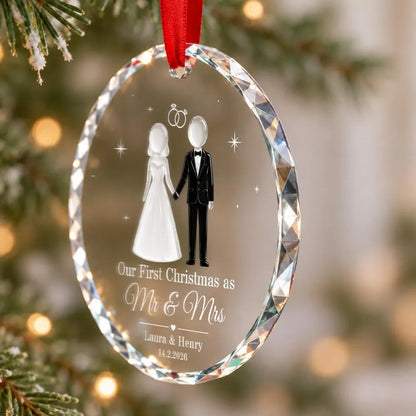 The Year We Became Mr & Mrs Personalized Crystal Ornament, Romantic Keepsake and Creative Couple Gift