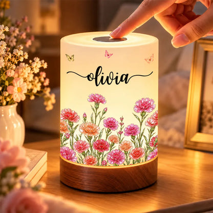 Dimmable Touch Table Lamp, Personalized Wildflower Glow for a Cozy Bedroom, Creative Gift for Her