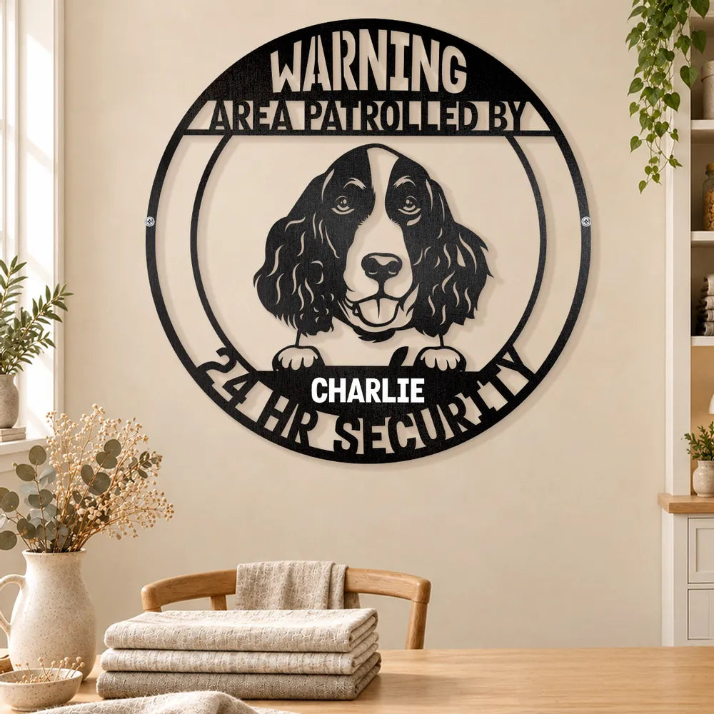 Personalized Shaped Metal Sign with Guard Dog Portrait, Monochrome Entry Decor, Unique Gift for Dog Lovers
