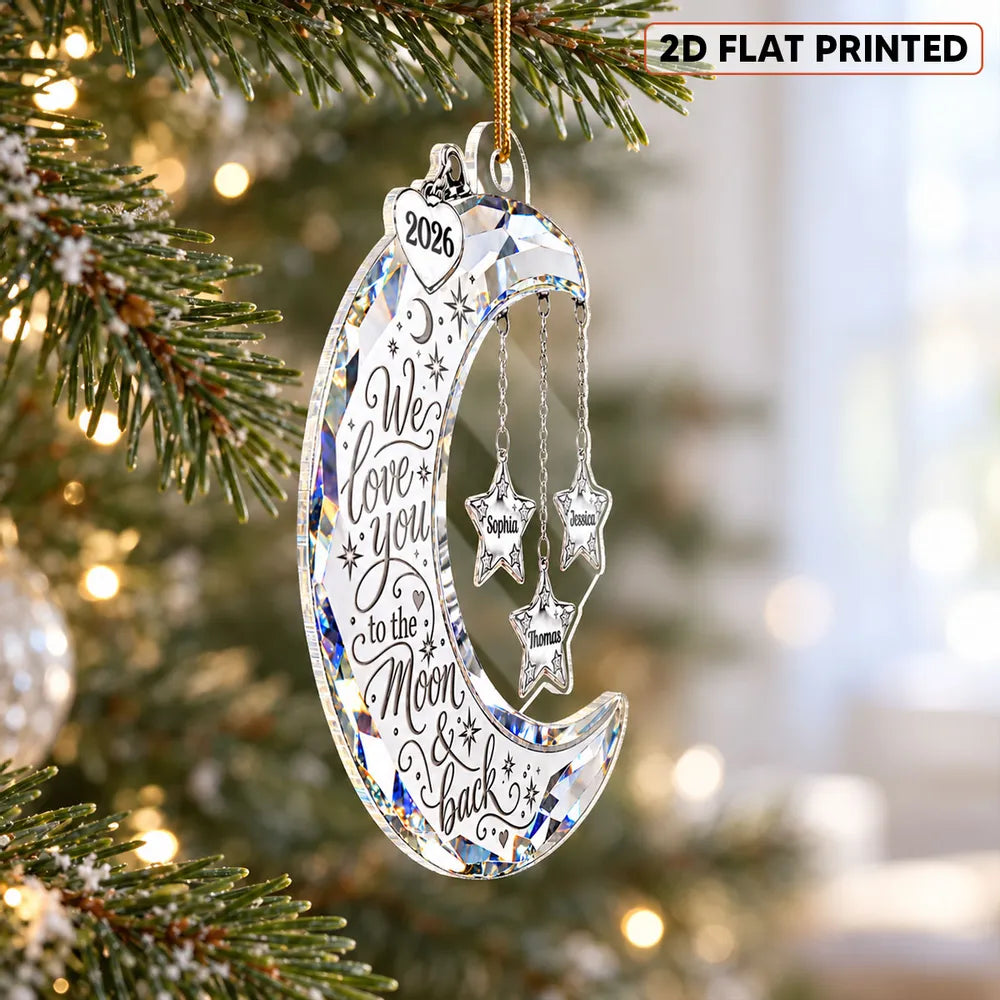 Personalized Moon & Stars Acrylic Ornament for Christmas Tree, Unique Grandkids Gift for Grandma