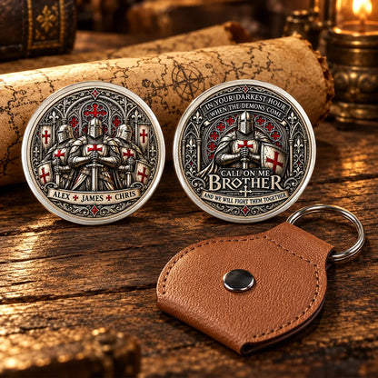 Personalized Pocket Hug with Medieval Knights Standing Together, Unique Keepsake Gift for Brother