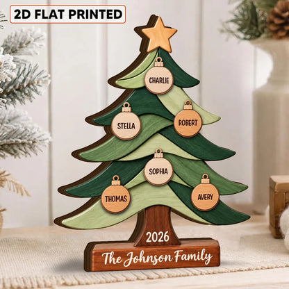 Personalized Thick Wooden Plaque, Warm Christmas Tree Keepsake, Unique Gift for Family