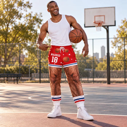 Personalized Men's Sweatpants, Funny Football and Hairy Leg Illusion, Unique Gift for Sports Fans